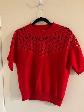 Akris punto Dot-Pattern Wool Short-Sleeve Sweater